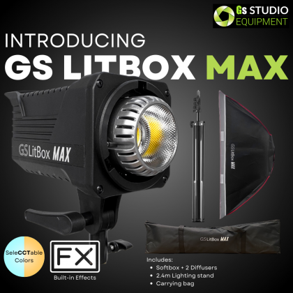 GS LITBOX MAX COB LED LIGHT ADJUSTABLE COLOR TEMPERATURE BOWENS MOUNT WITH 60X90 SOFTBOX